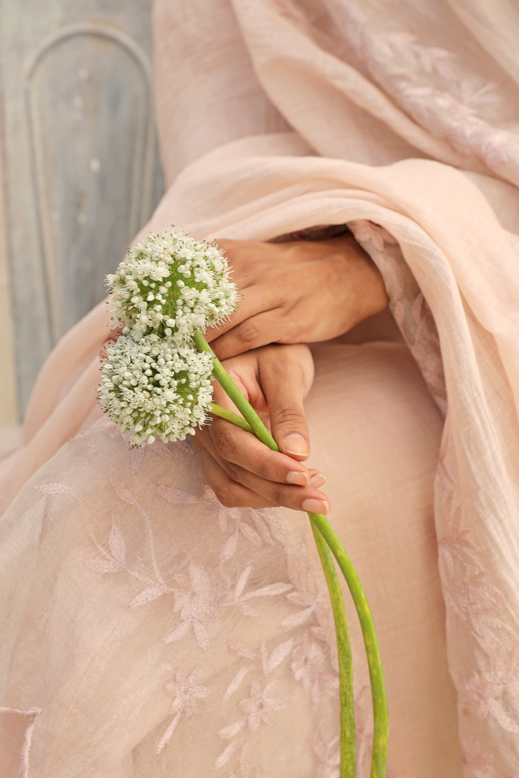 BABY PINK CHANDERI KURTA SET
