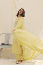 LIME GREEN KURTA WITH MIRROR WORK
