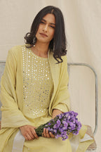 LIME GREEN KURTA WITH MIRROR WORK