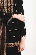 BLACK VELVET DABKA EMBROIDERY SALWAR KURTA
