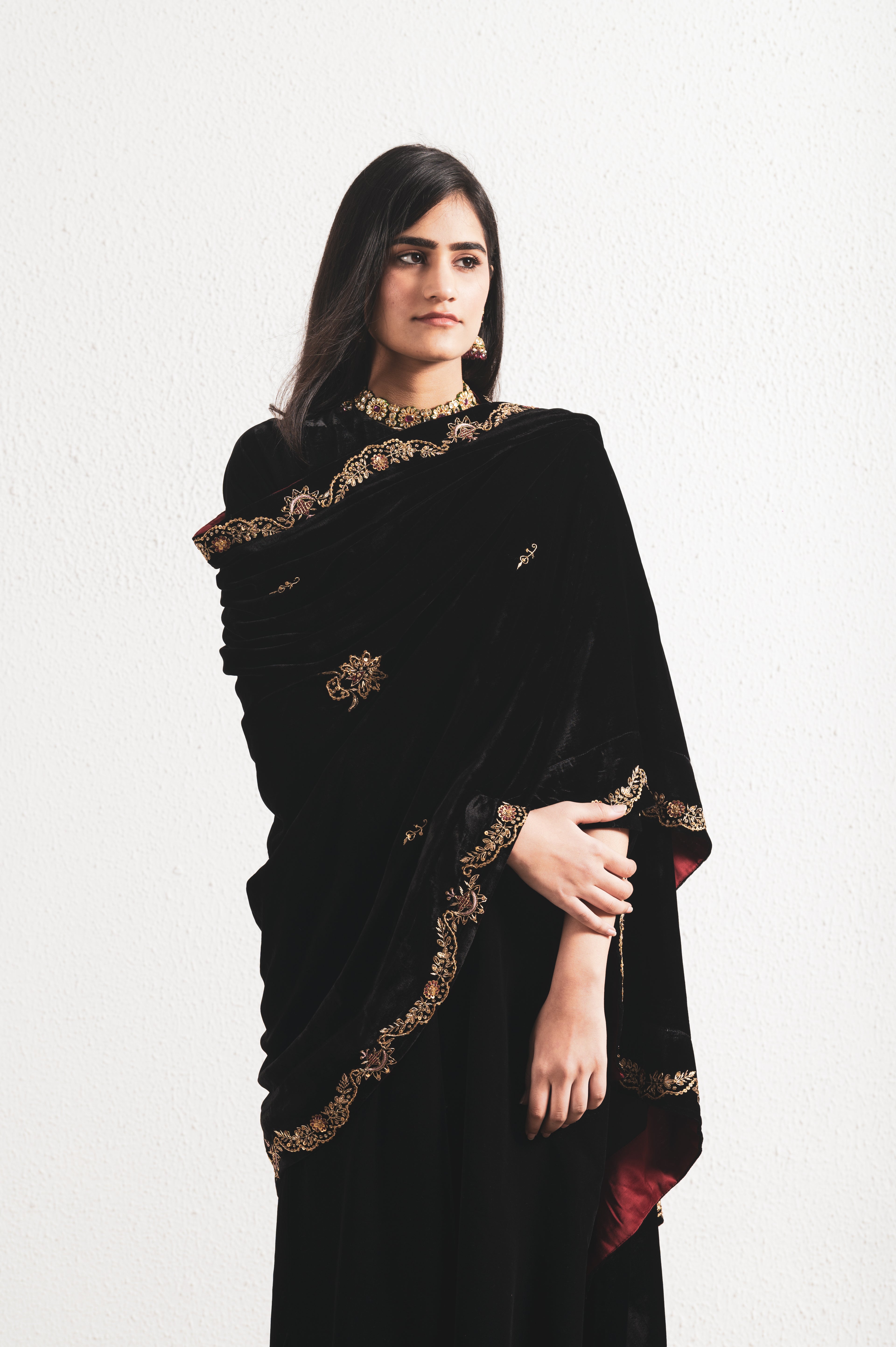 VELVET HAND EMBROIDERED SUIT SET