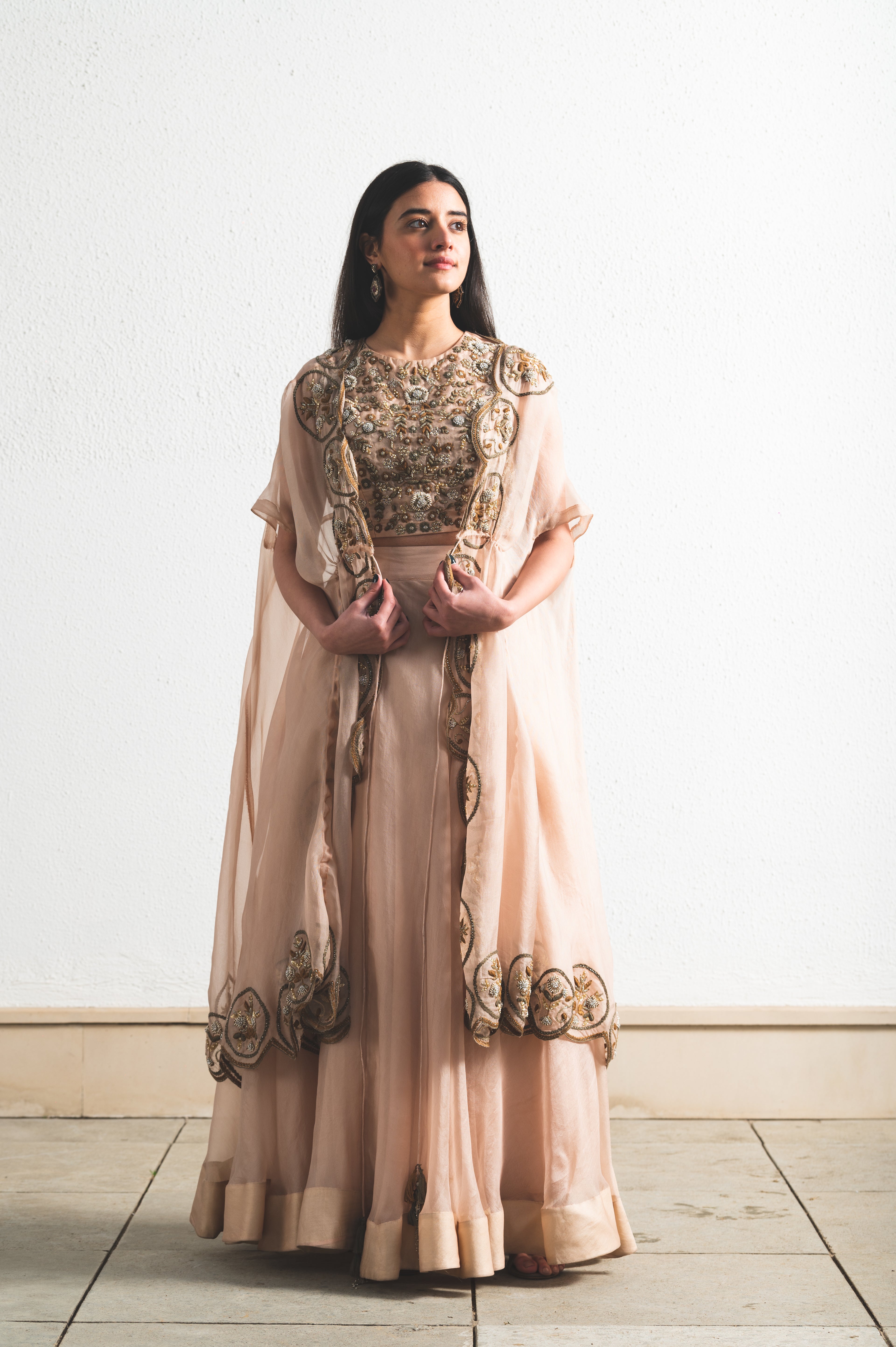 ORGANZA EMBROIDRED LEHENGA SET