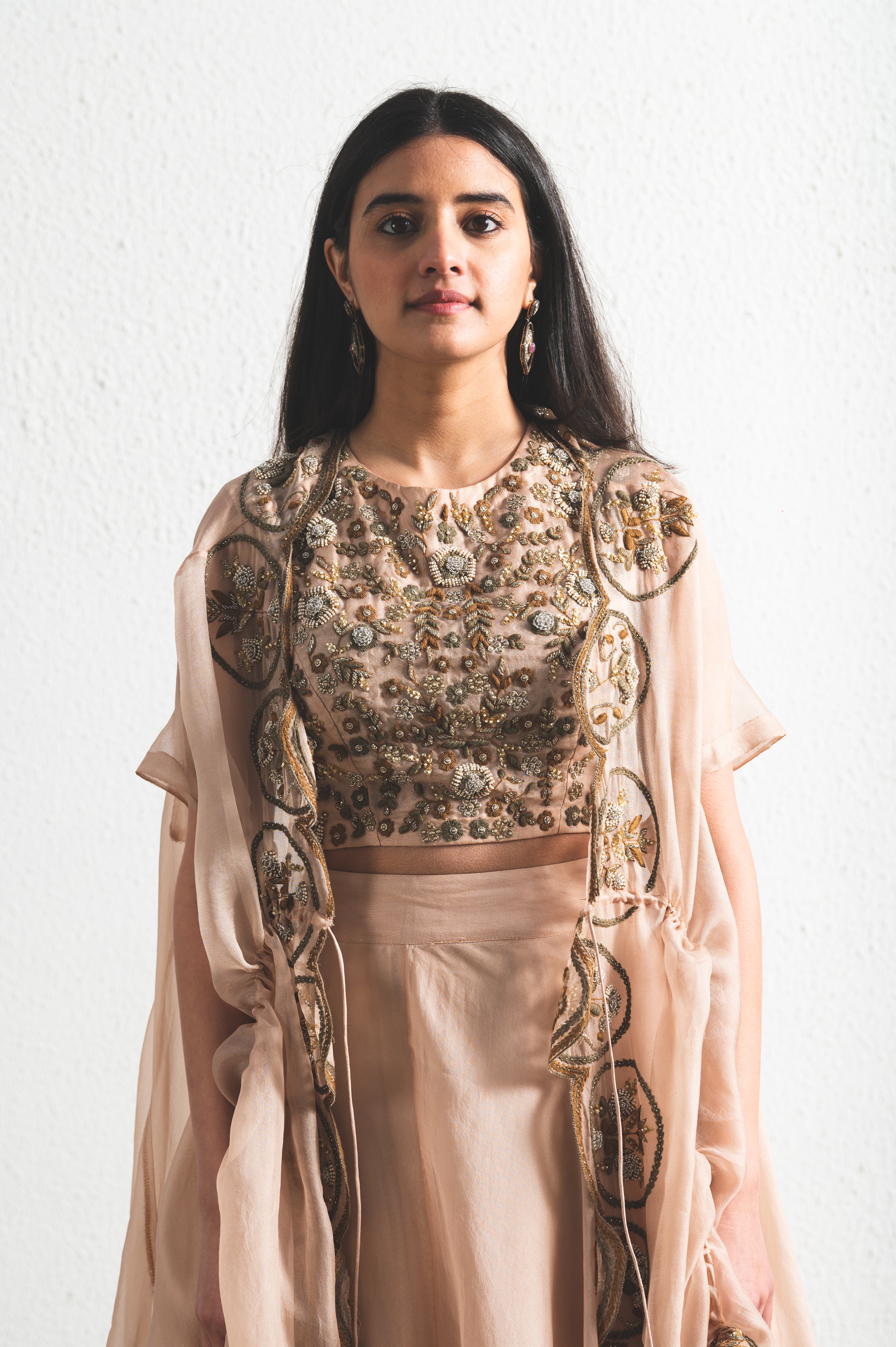 ORGANZA EMBROIDRED LEHENGA SET