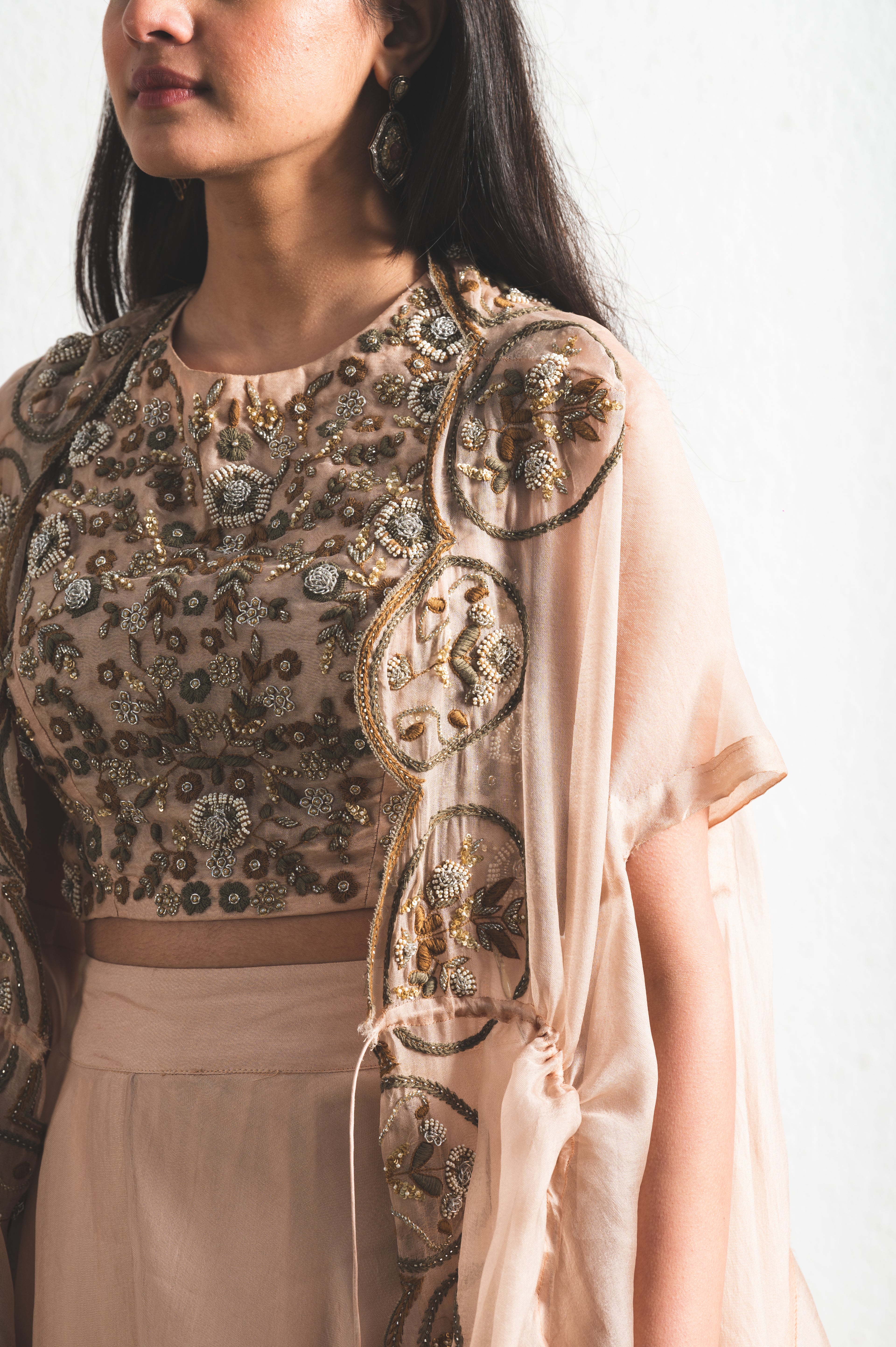 ORGANZA EMBROIDRED LEHENGA SET