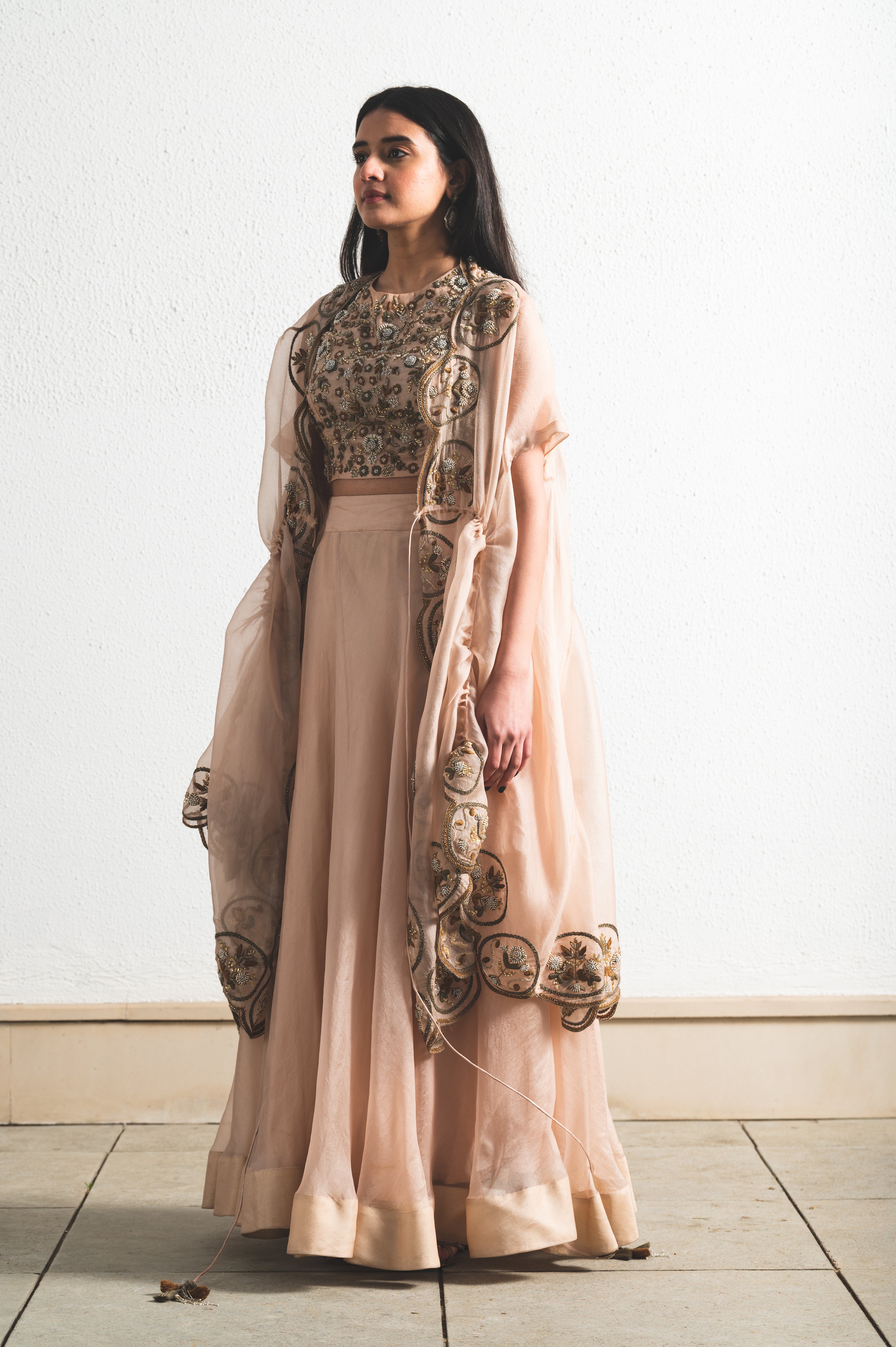 ORGANZA EMBROIDRED LEHENGA SET