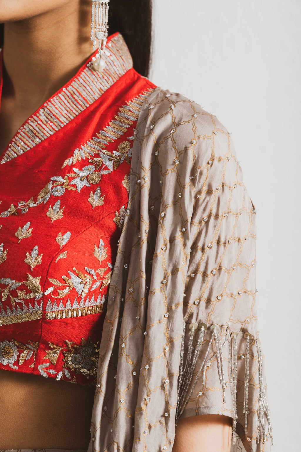 BLOCK PRINT EMBROIDERED LEHENGA