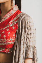 BLOCK PRINT EMBROIDERED LEHENGA