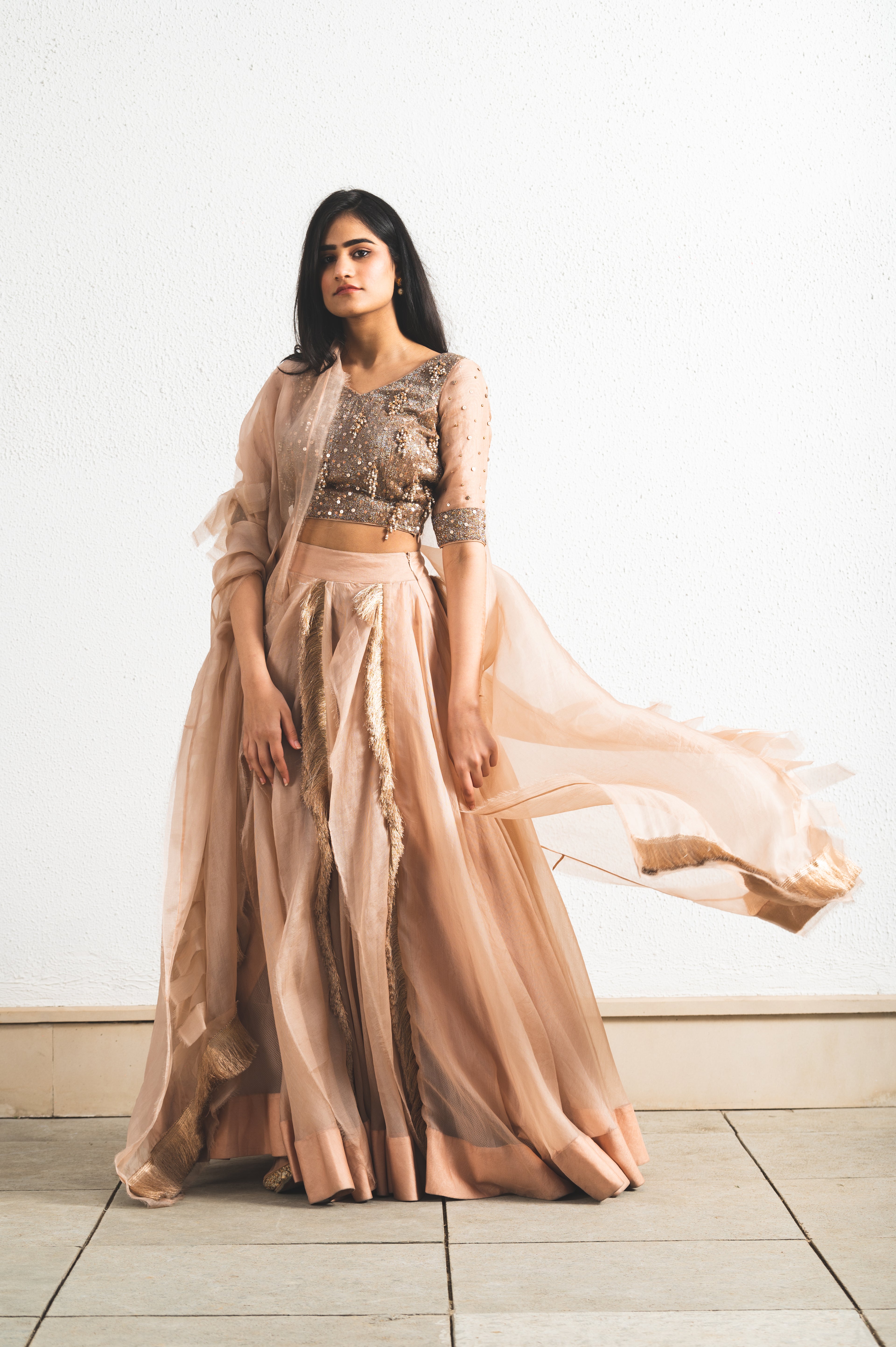 ORGANZA EMBROIDERED LEHENGA SET