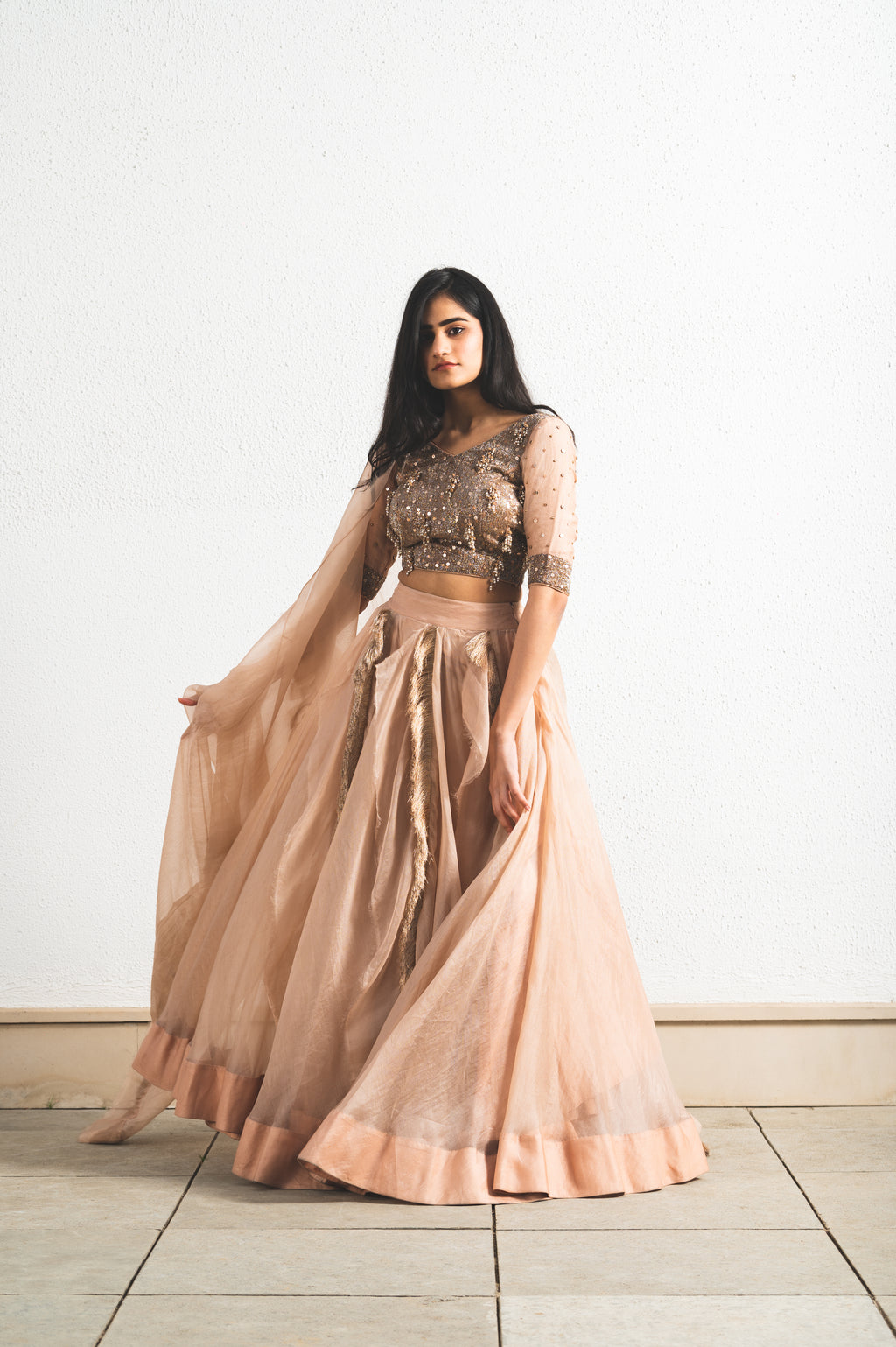 ORGANZA EMBROIDERED LEHENGA SET