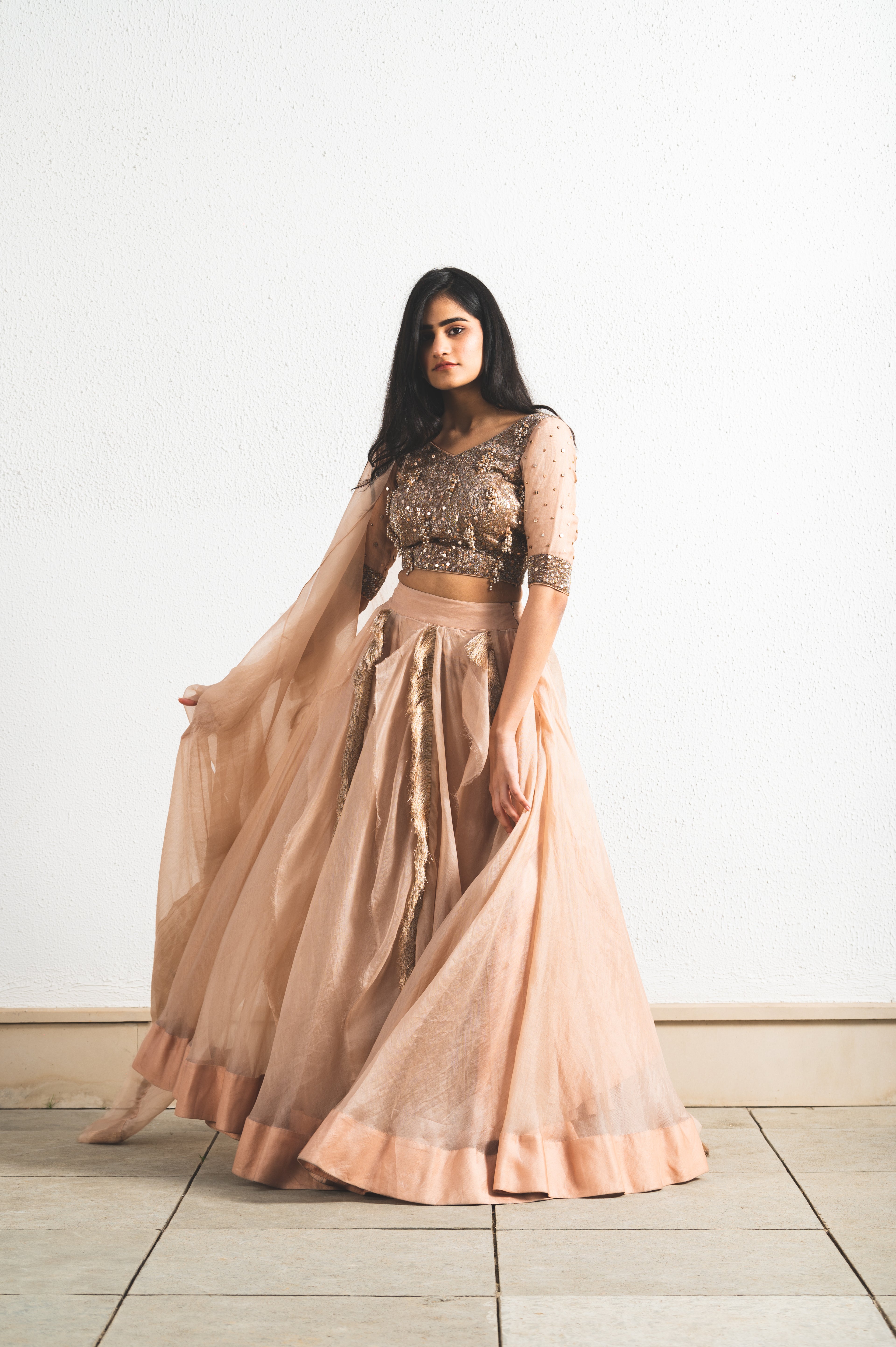 ORGANZA EMBROIDERED LEHENGA SET