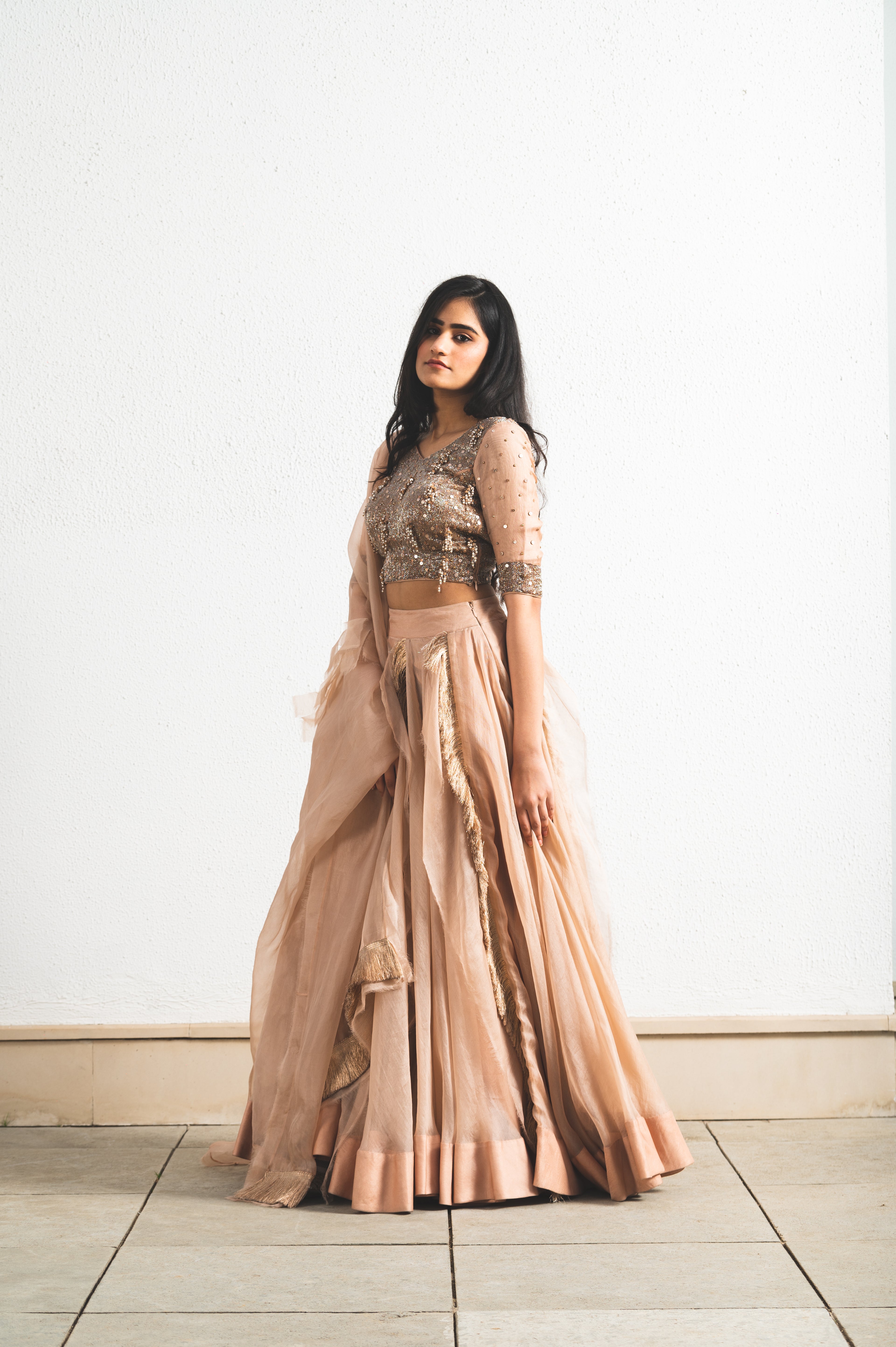 ORGANZA EMBROIDERED LEHENGA SET