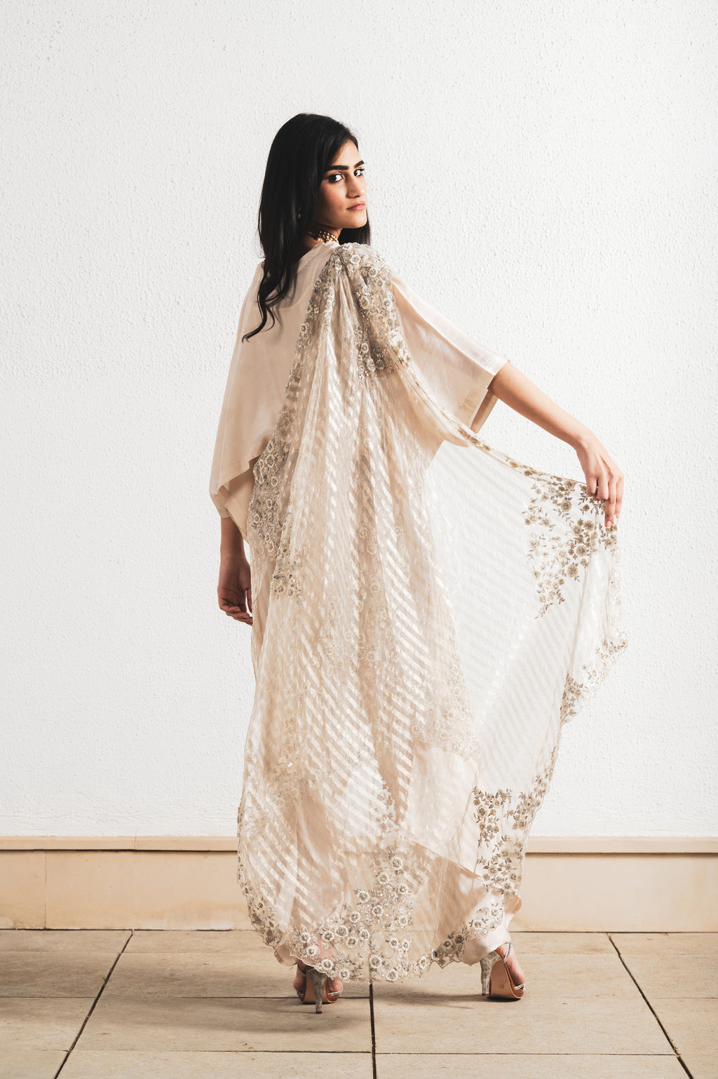 BEIGE EMBROIDERED SAREE