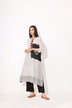 Black White Block Print Tie Dye Kurta Set