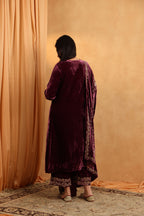 Deep Plum Velvet Embroidered Suit Set