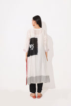 Black White Block Print Tie Dye Kurta Set