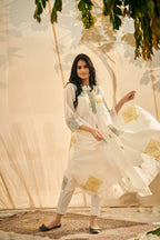 White Asymmetrical Block Print Kurta Set