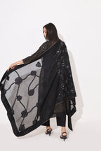 Black Chanderi Patchwork Suit Set