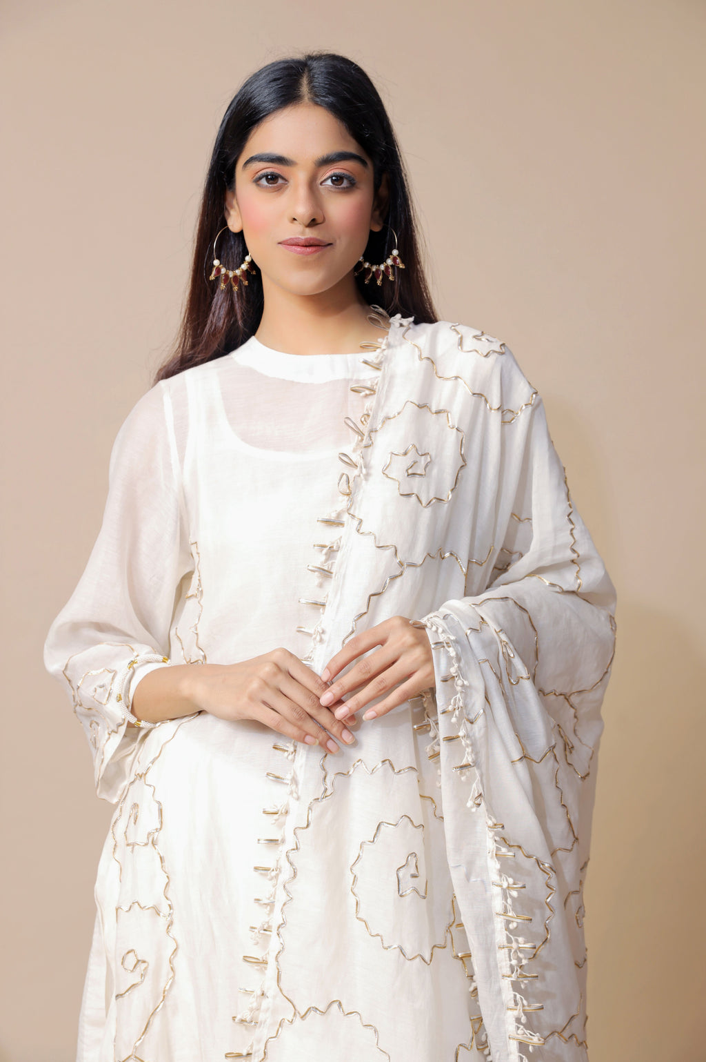 Off White Chanderi Suit Set