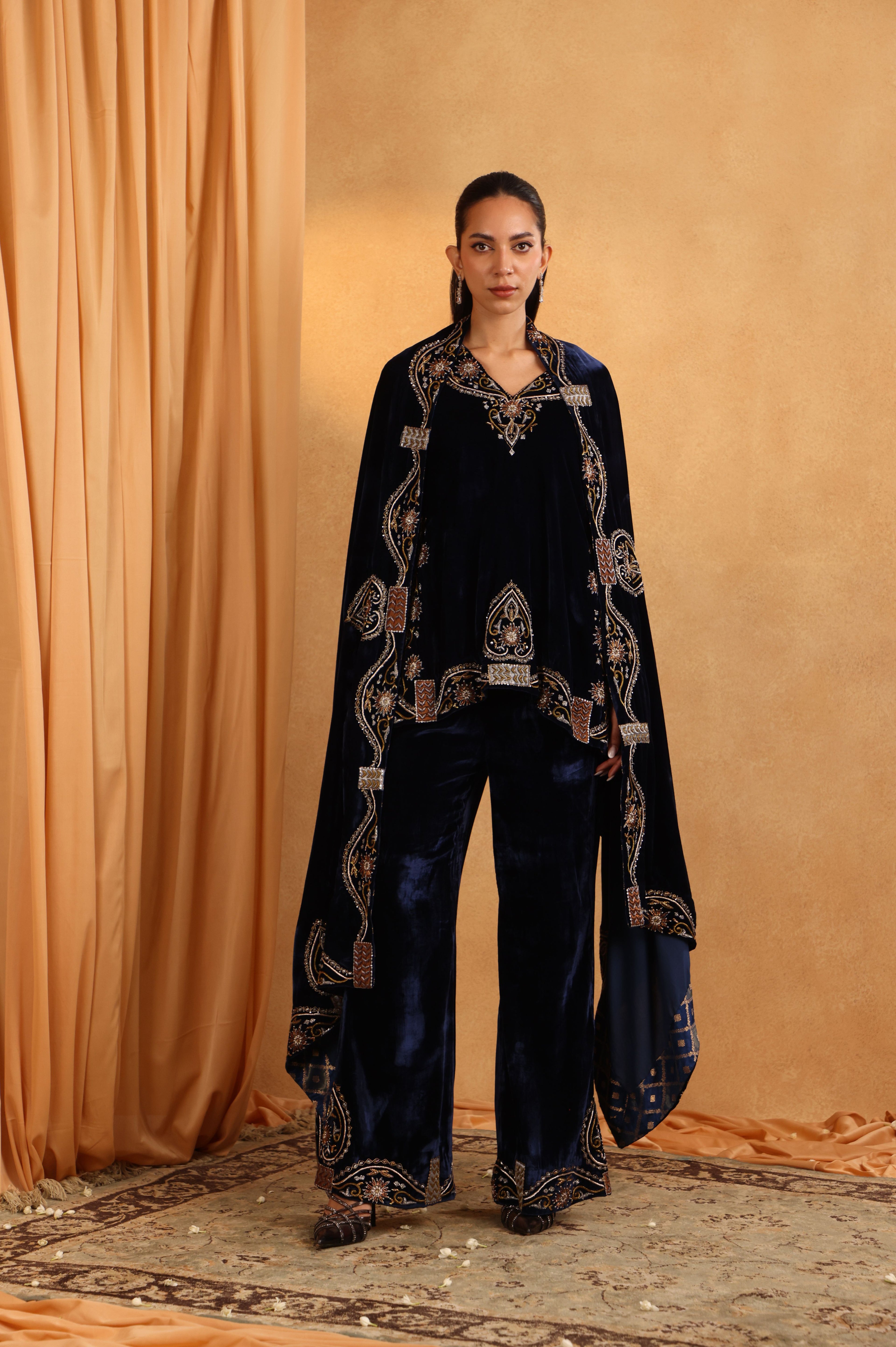 Purple Velvet Indo-Western Set