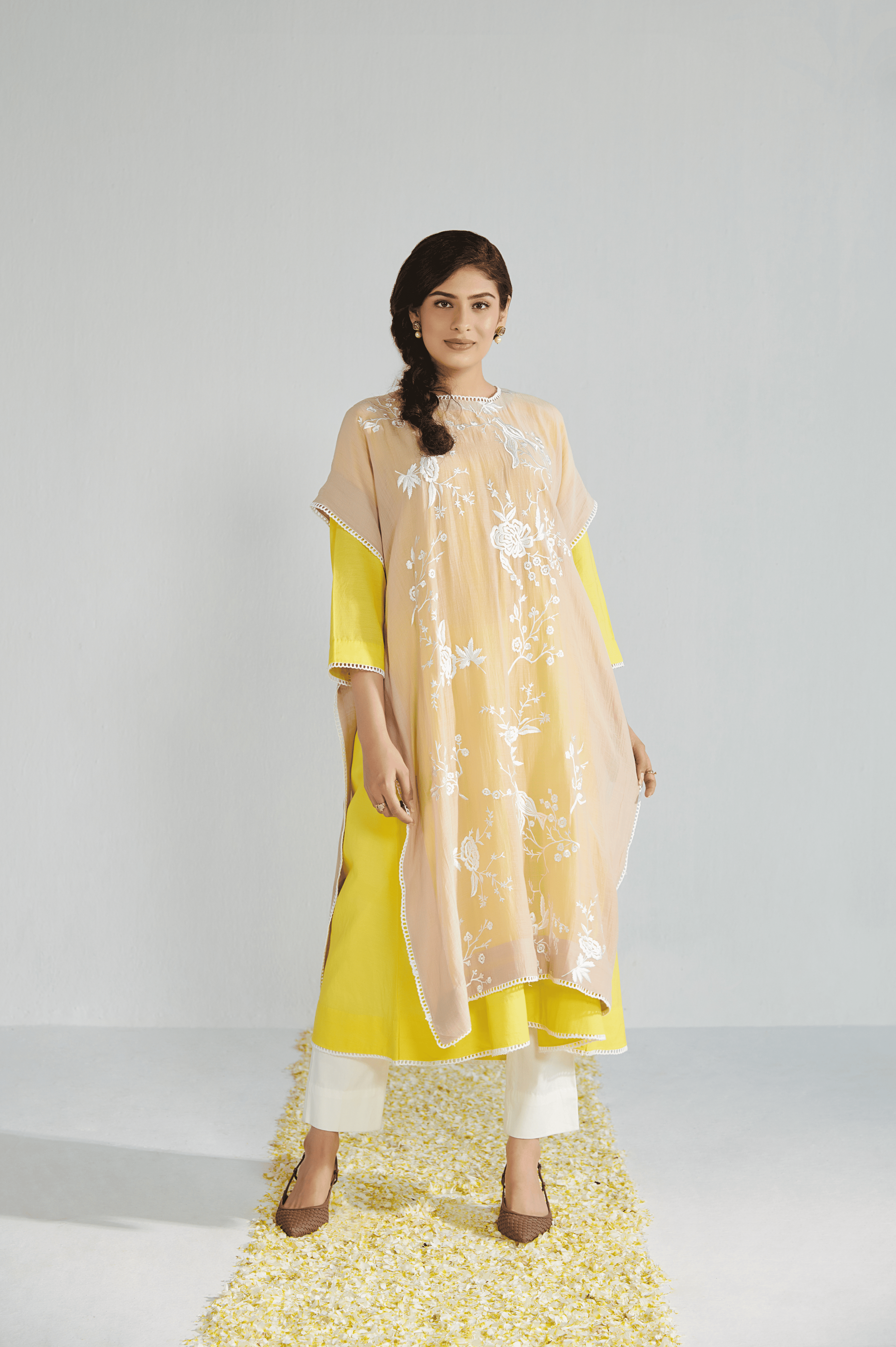 Noor Chanderi Cape Kurta Set