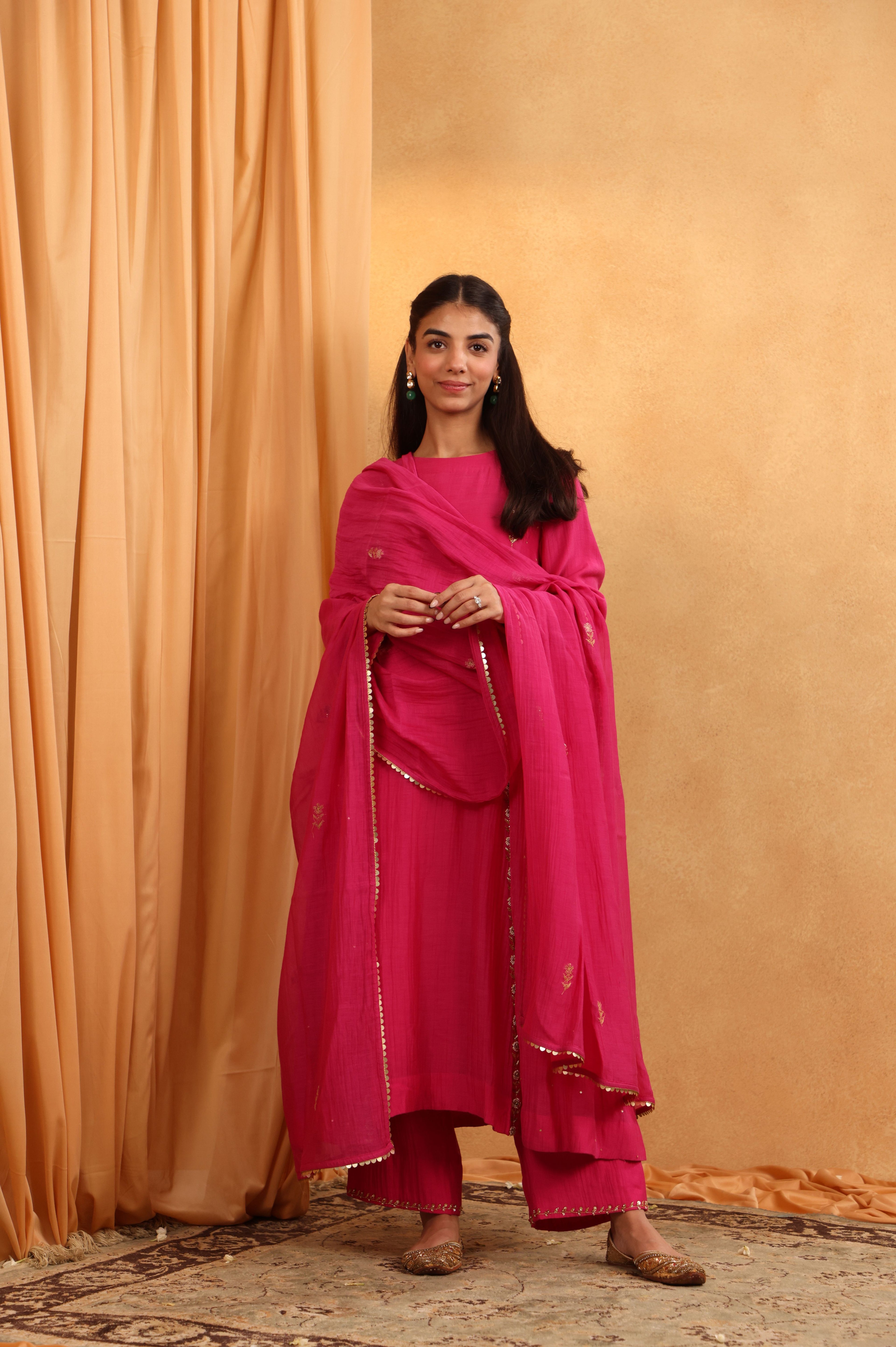 Magenta Chanderi Suit Set