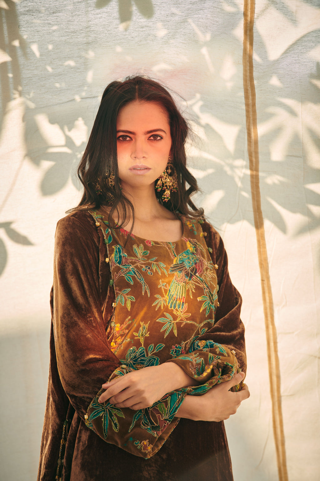 Brown Velvet Kurta Set