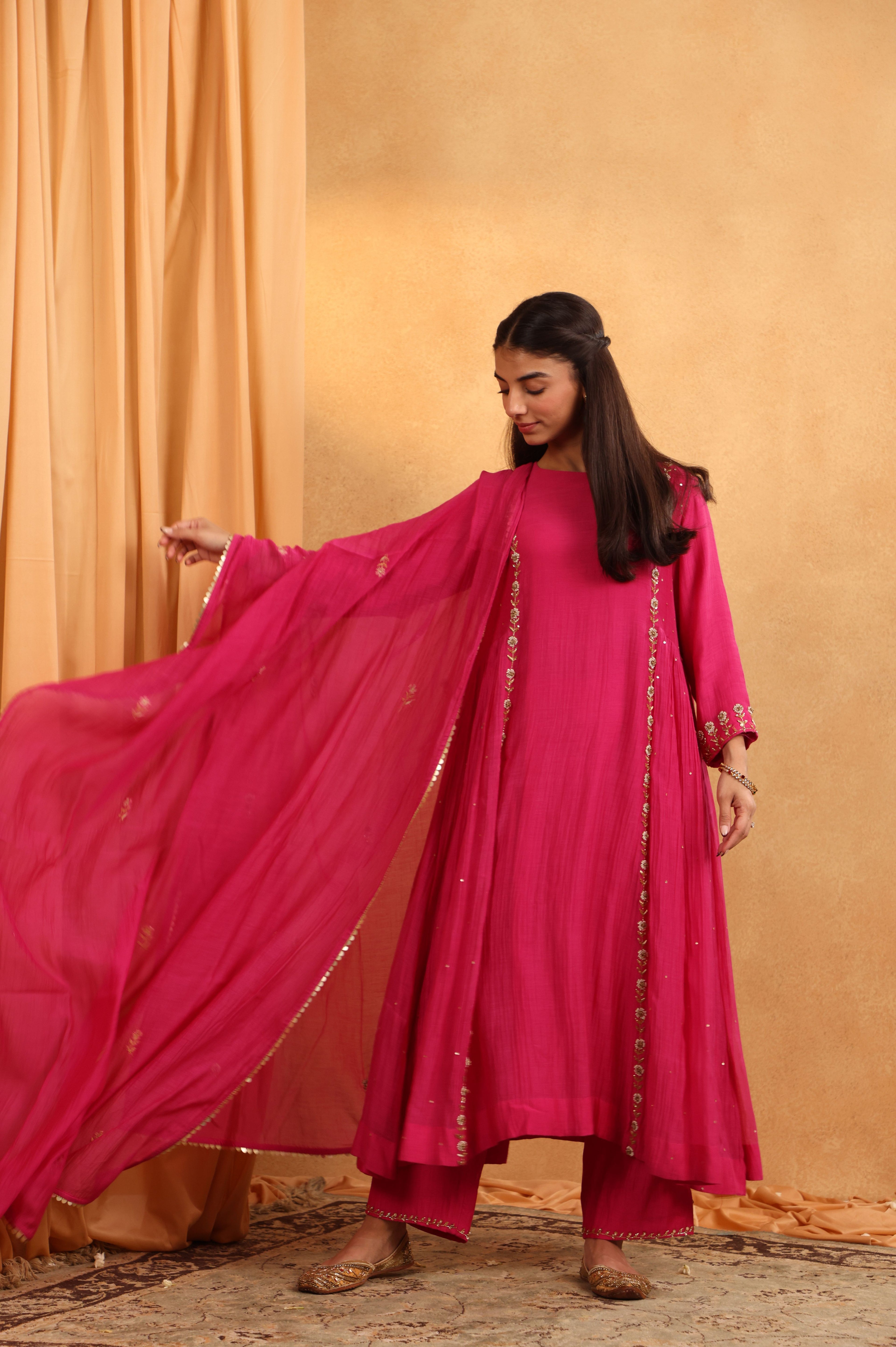 Magenta Chanderi Suit Set