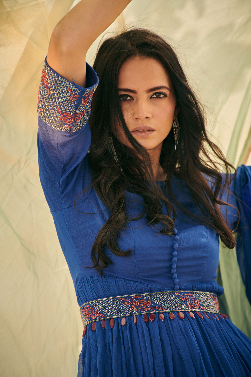 Blue Chiffon Sharara Set