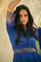 Blue Chiffon Sharara Set
