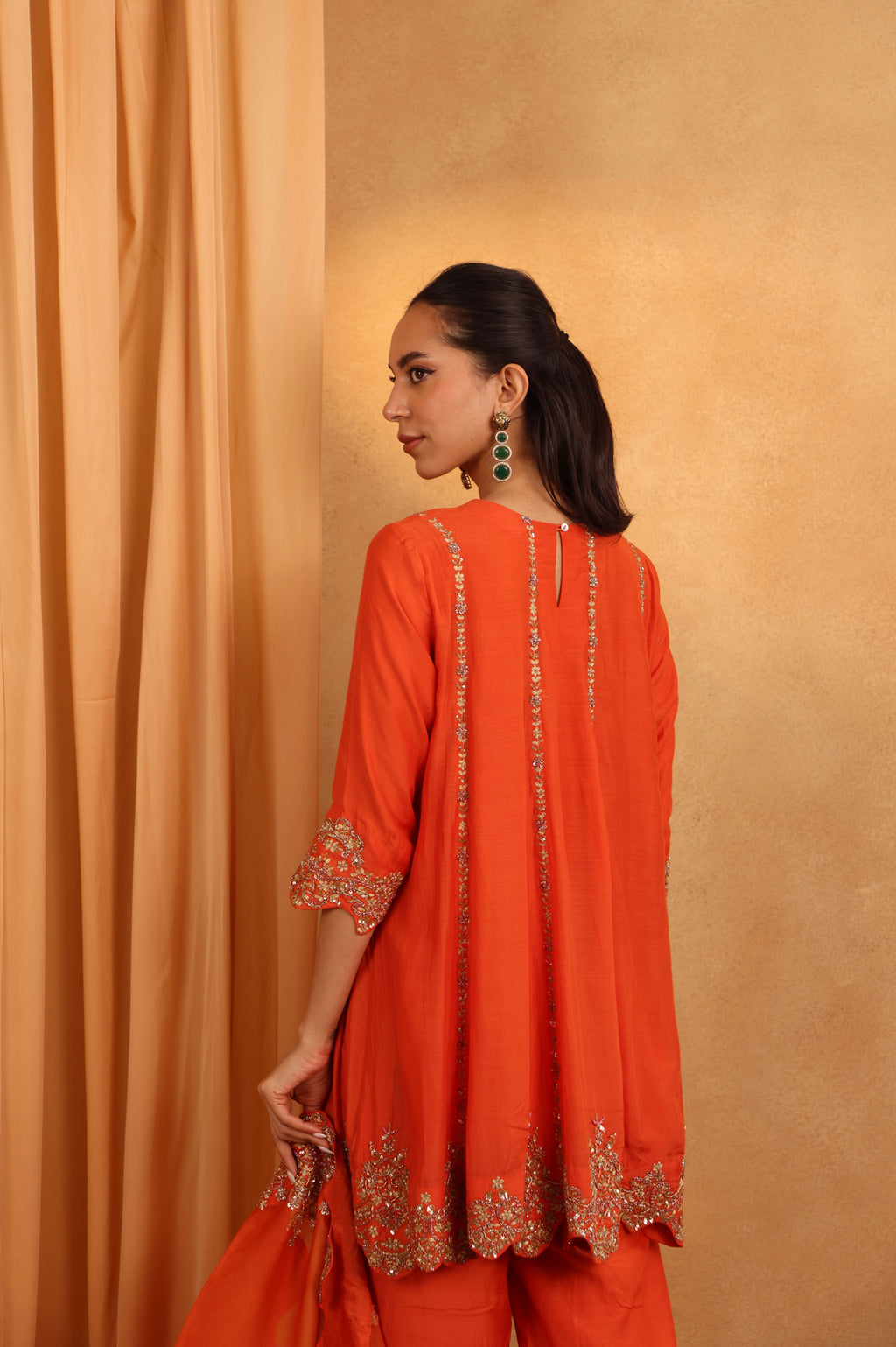 Orange Cotton Silk Suit Set
