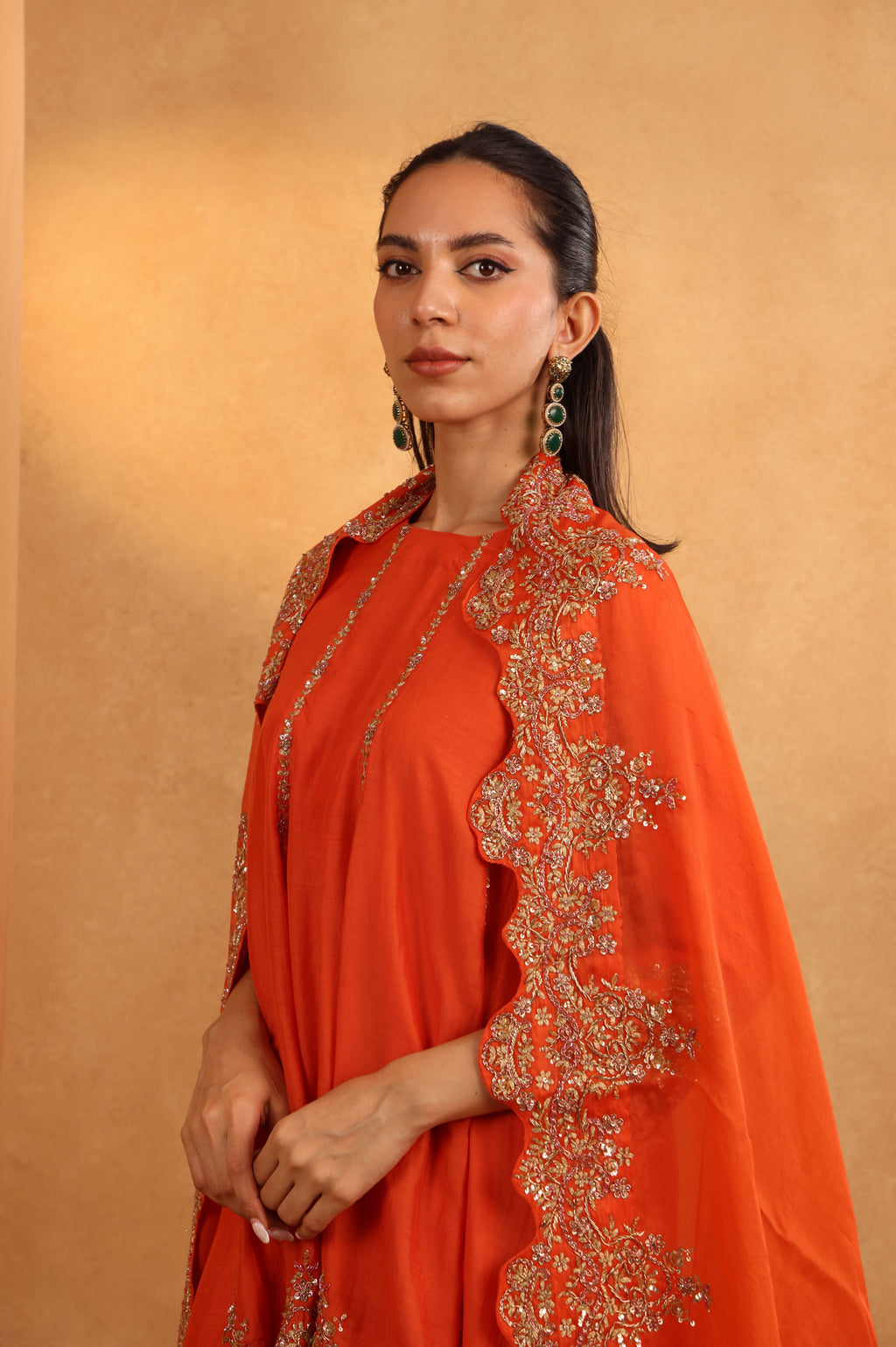 Orange Cotton Silk Suit Set