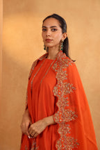 Orange Cotton Silk Suit Set
