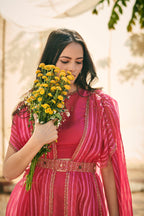 Hot Pink Magenta Organza Cape Set