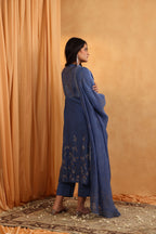 Dusty Blue Handloom Chanderi Suit Set