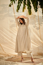 Grey Cotton Linen Suit Set