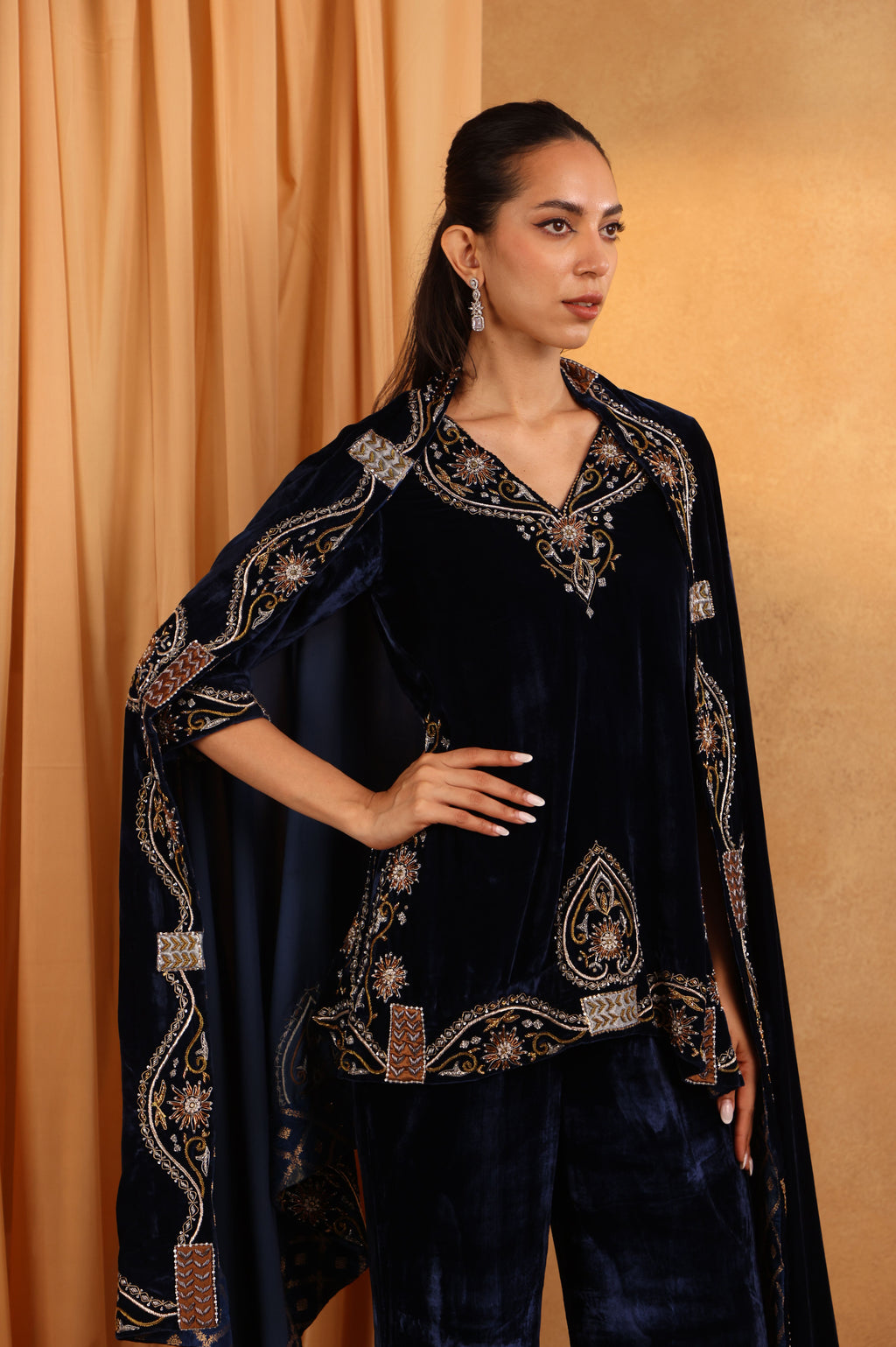 Purple Velvet Indo-Western Set