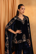 Purple Velvet Indo-Western Set
