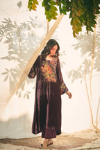 Purple Velvet Kurta Set