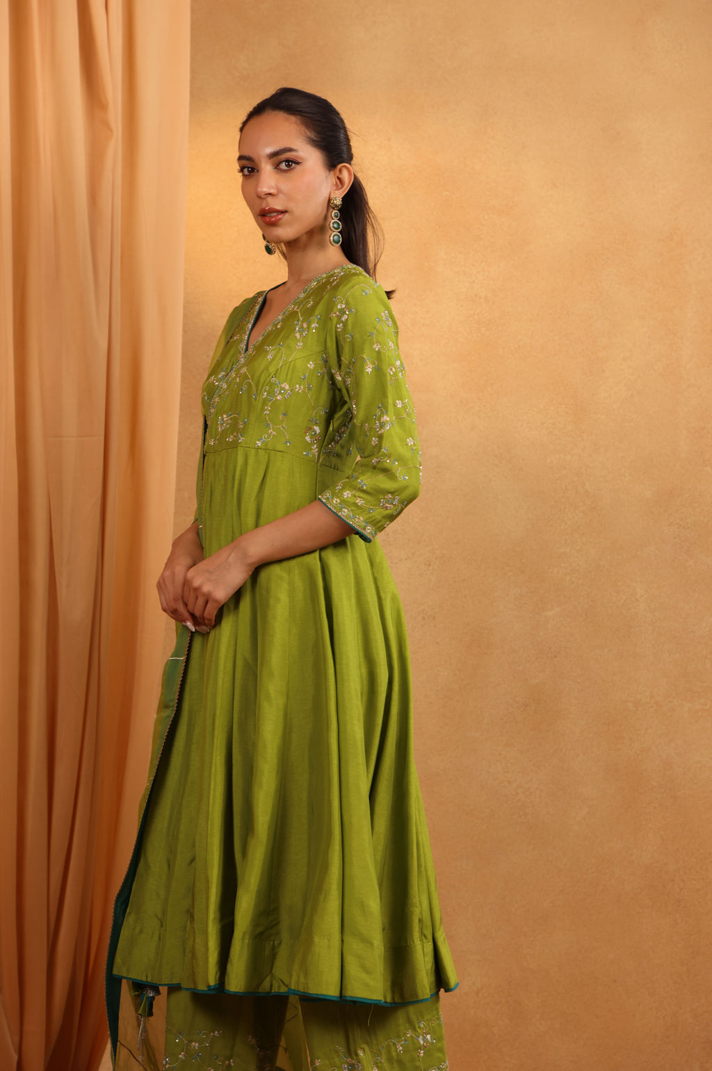 Lime Green Angrakha Suit