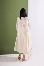 Ivory Beige Embroidered Chanderi Suit