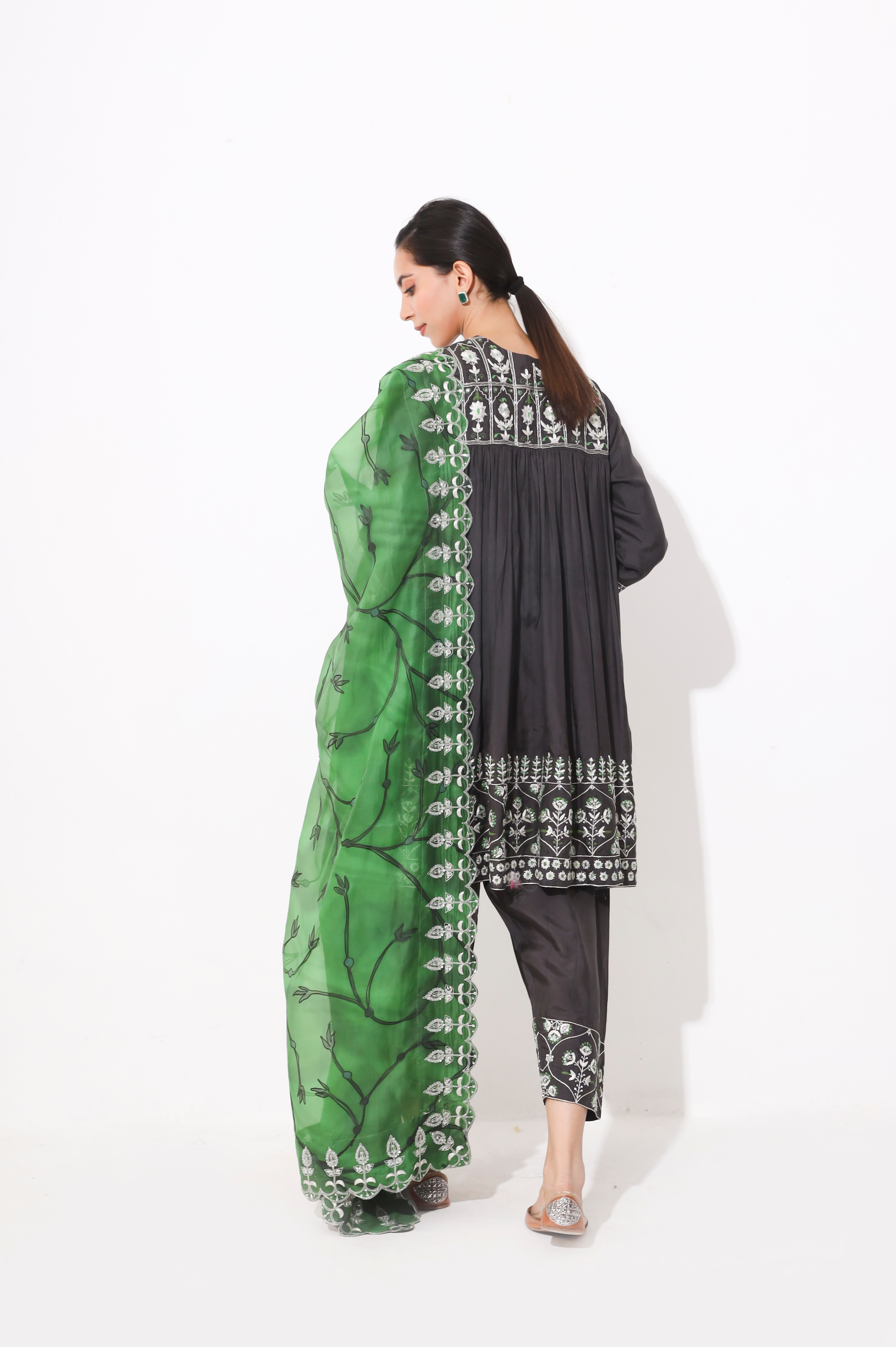 Smokey Grey Silk Suit Set