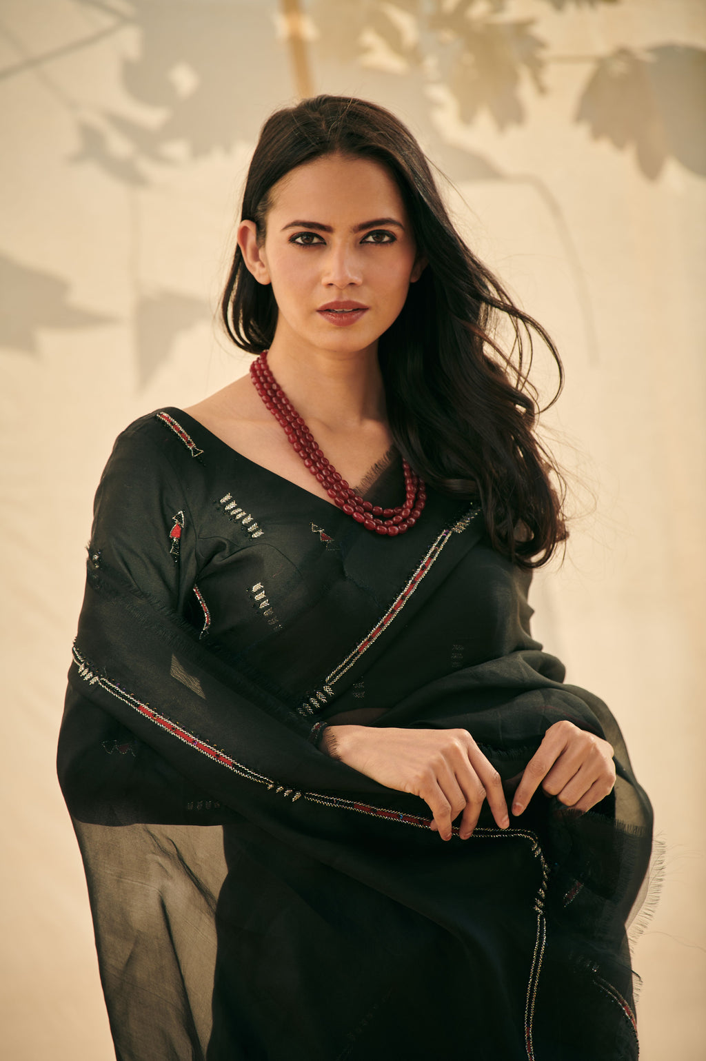 Black Organza Stitched Saree