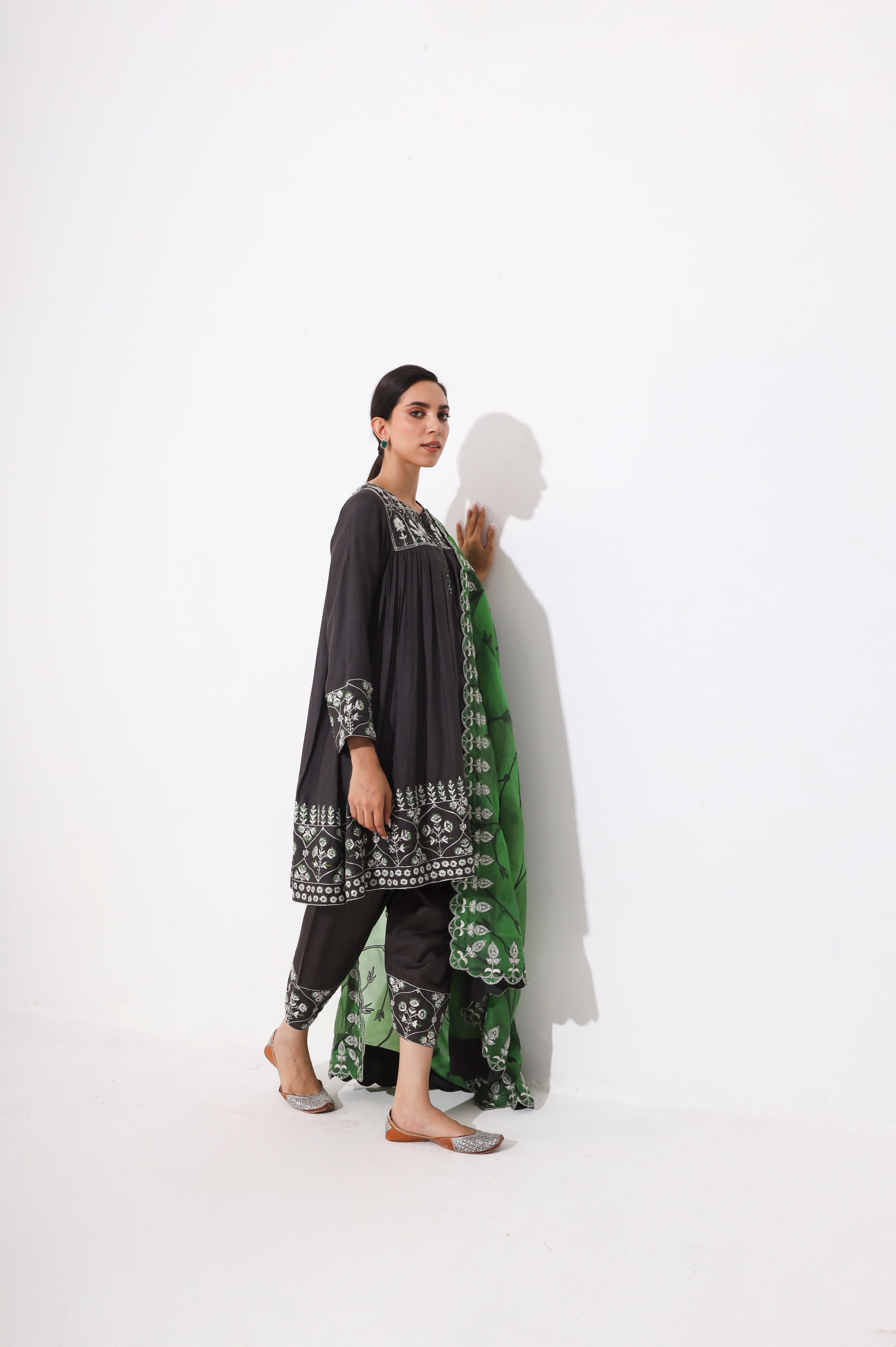 Smokey Grey Silk Suit Set