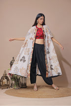 Off White Cotton Silk Cape Set