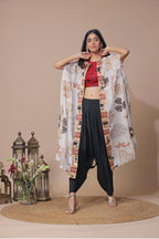 Off White Cotton Silk Cape Set
