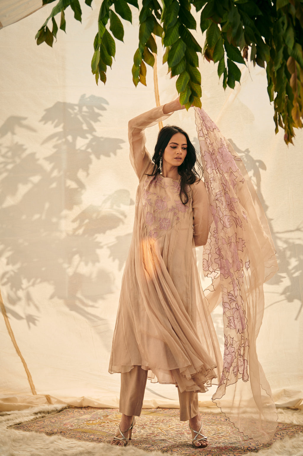 Nude Pink Chiffon Suit
