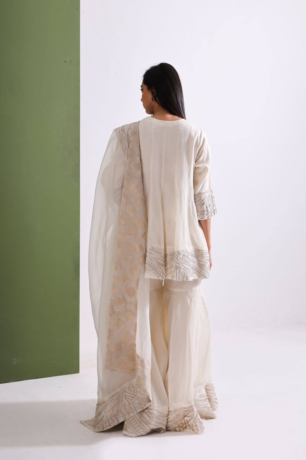 Off White Chanderi Gharara Set