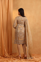 Beige Organza Indo-Western Suit Set