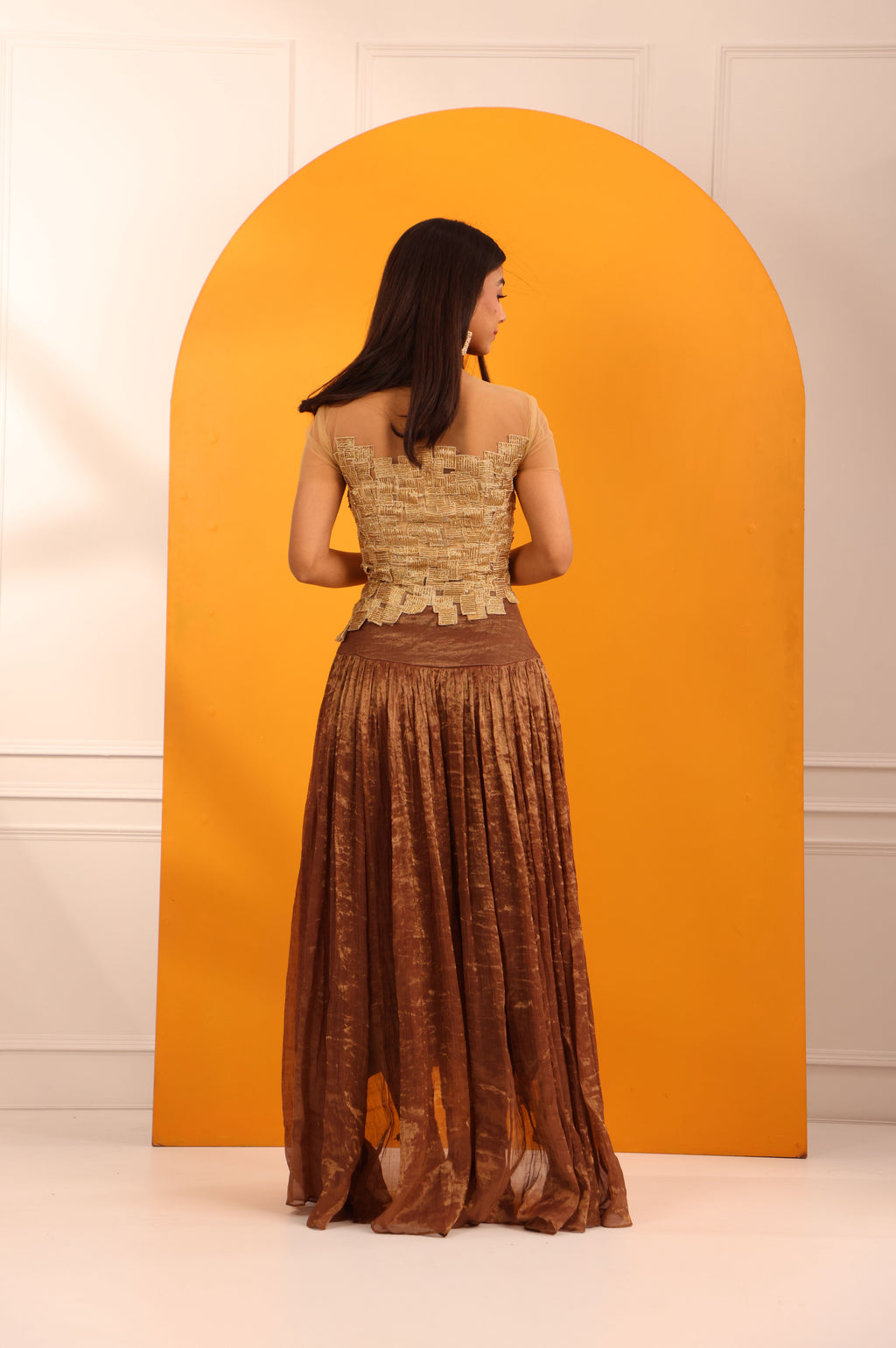 Gold Bronze Tissue Skirt Set