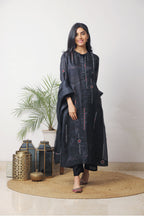 Black Organza Embroidered Kurta Set